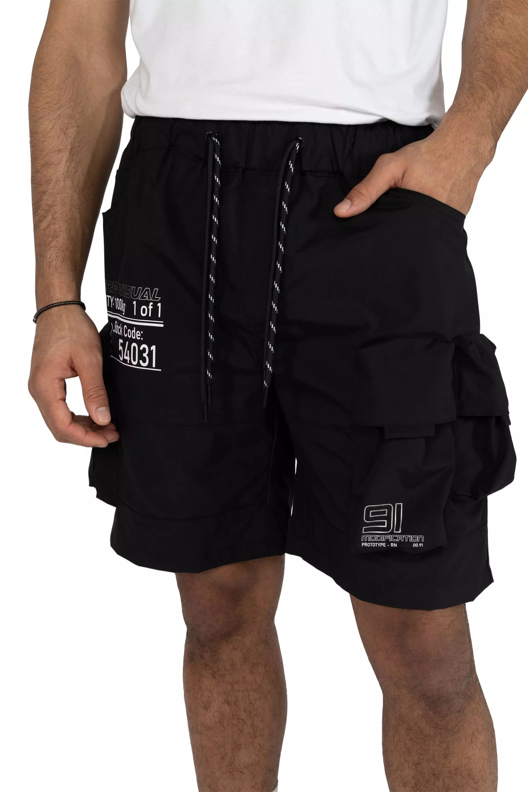 Grindhouse Men's Black Nylon Cargo Shorts